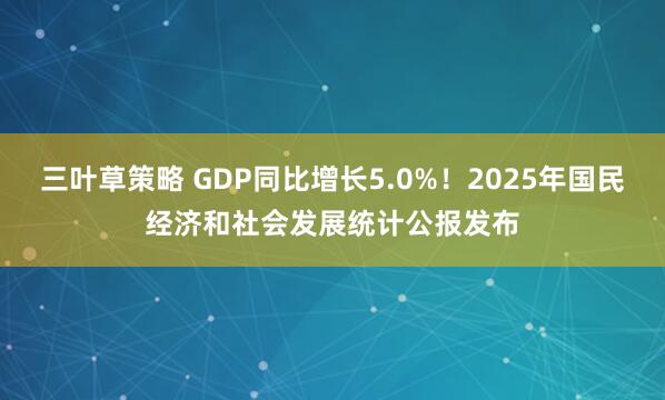 三叶草策略 GDP同比增长5.0%！2025年国民经济和社会发展统计公报发布