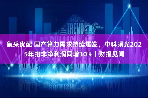 集采优配 国产算力需求持续爆发，中科曙光2025年扣非净利润同增30%｜财报见闻